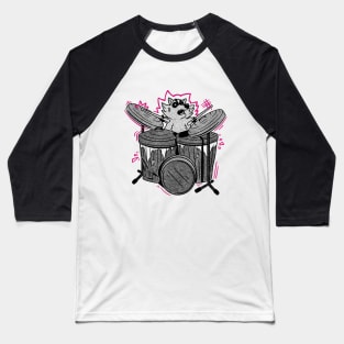 Raccoon Drummer Music Lover Baseball T-Shirt